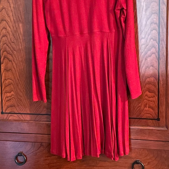 Long sleeve party dress - red pleated mini, size medium - Picture 2 of 5